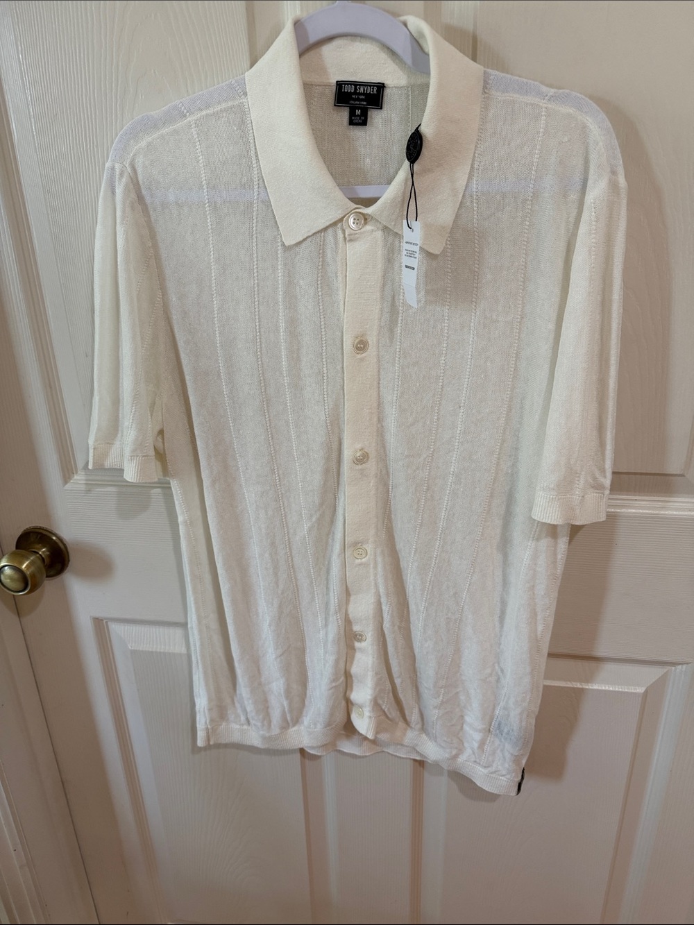 Todd Snyder Bisque Short-Sleeve FP Linen Polo Sz M.  New. Box55